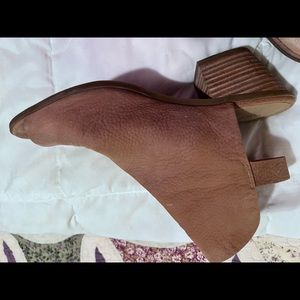 Lucky brand peep toe bootie with stacked leather heel